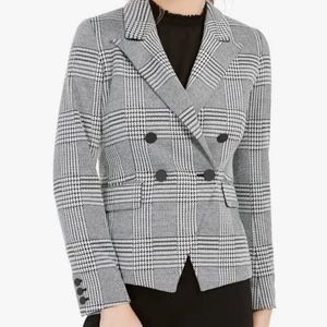 Barr III Women’s Plaid Blazer Houndstooth Print Double-Breasted Jacket  Size 10